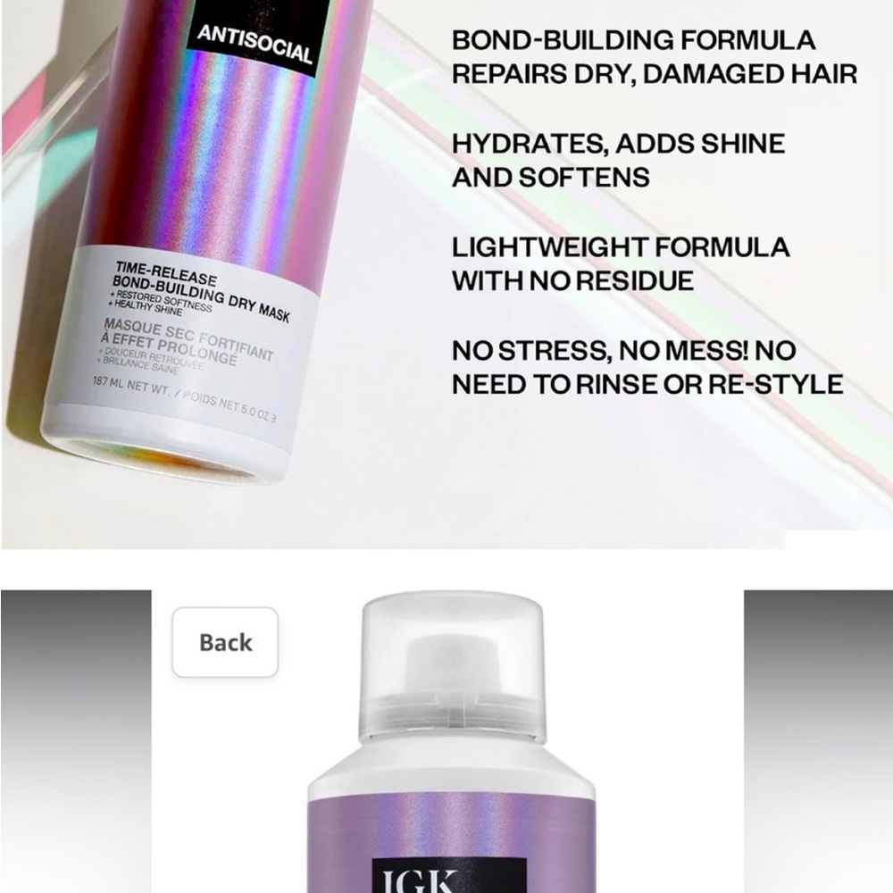 IGK Antisocial time release bond-building dry mask